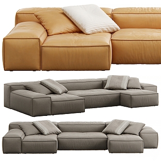 Living Divani Leather Corner Multiplayer Sofa 3d model