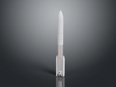 White Rocket Model for Space Exploration With Gray Gradient Background and Reflective Base 3d model