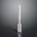 White Rocket Model for Space Exploration With Gray Gradient Background and Reflective Base