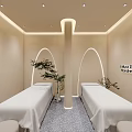 Modern Beauty Hair Salon Interior Design With Reception Desk Comfortable Sofas And Facial Posters