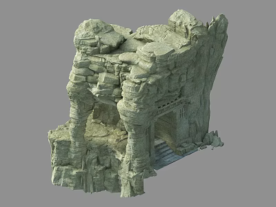Garden Landscape Rockery Design With Stone Archway And Steps Structure 3d model