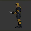 Wolverine Character In Yellow And Blue Costume With Claws