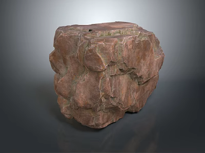 Natural Rustic Wood Stone Decorative Block With Irregular Texture And Brown Color 3d model