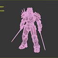 Armored Warrior Character With Red And Black Spiked Armor And Dual Swords