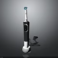 Ergonomic Rechargeable Electric Toothbrush With Sleek Black White Design And Charging Stand