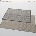 Modern Square Rugs with Black White Geometric and Beige Striped Patterns 3d model
