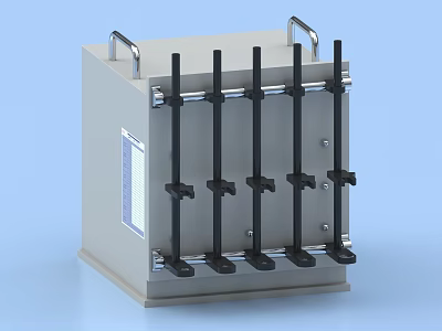 Sturdy Industrial Equipment Storage Rack With Metal Frame Multiple Rods And Handles 3d model