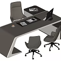Modern Office Desk With Sleek Design Laptop Coffee Cup And Ergonomic Chairs