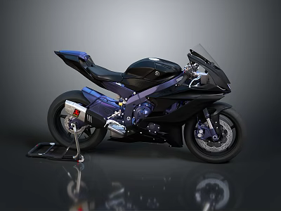 Modern Black Sport Motorcycle With Streamlined Design Blue Accents And Reflective Surface 3d model