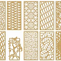Golden Laser Cut Decorative Screens With Various Intricate Patterns For Interior 3d model