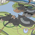 Modern Architectural Complex With Unique Roof Design And Waterfront Green Scenic Areas