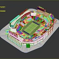 Modern Sports Stadium Featuring Red Seats Green Football Field And Grandstand As Fitness Venue