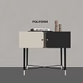 Modern Black And White Bedside Table With Metal Legs Books And Decorative Items