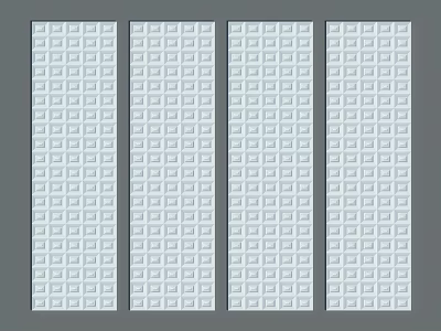 White Vertical Wall Panels with Square Grid Pattern for Modern Home Interior Design 3d model