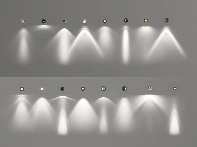 Various Downlights And Spotlights Displaying Different Beam Shapes And Light Intensities 3d model