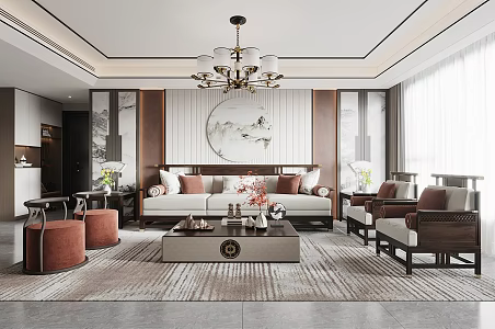 New Chinese Living Room 3d model