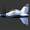 Aerospace Model Aircraft With Blue White Paint US Navy Logo Star Emblem And Propeller Design