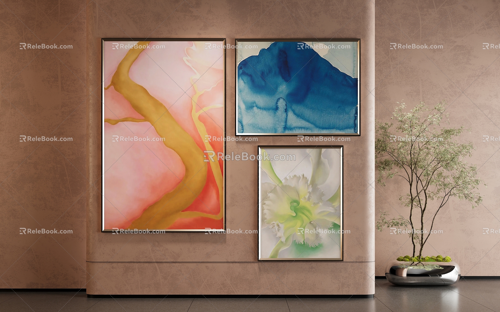 Modern decorative painting combination 3d model