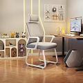 Ergonomic Grey Mesh Office Chair With White Frame In Modern Home Workspace