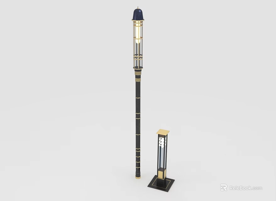 Modern Furniture Lighting Black Gold Floor Lamp And Table Lamp Design 3d model 