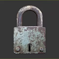 Vintage Rusty Iron Padlock With Weathered Surface And Reflective Base 3d model