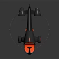 Futuristic Cosmic Spacecraft Model With Orange Interior And Jet Propulsion Design