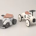 Electric Toy Cars With Vintage Design White Gray Brown Seats And Number 6 9 Decorations