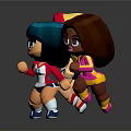 Chibi Style Female Cartoon Characters With Various Hair Colors And Sporty Outfits In Dynamic Poses