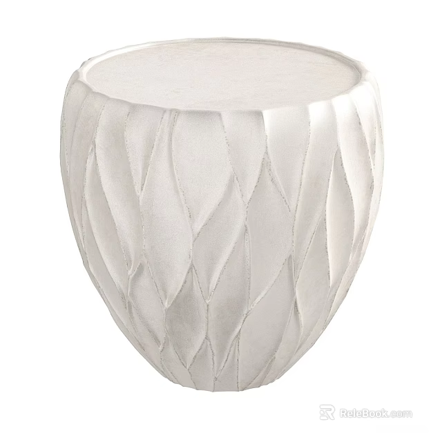 Modern White Coffee Table Featuring Sculptural Leaf Texture And Smooth Round Top 3d model 