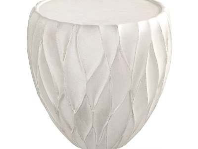 Modern White Coffee Table Featuring Sculptural Leaf Texture And Smooth Round Top 3d model