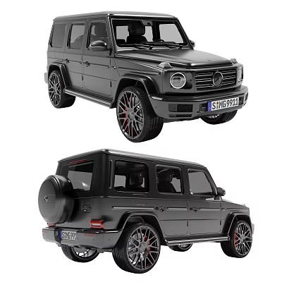 Black Mercedes G Class Car With Red Accented Wheels And Sleek Design Front Rear Views 3d model