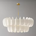 Modern White Petal Shaped Chandelier With Gold Hanging Rod On Gray Background