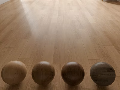 Modern Wooden Flooring With Natural Wood Grain And Different Colored Wooden Balls 3d model