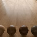 Modern Wooden Flooring With Natural Wood Grain And Different Colored Wooden Balls