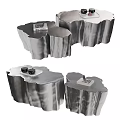 Modern Silver Metal Coffee Tables With Irregular Shapes And Nested Design 3d model