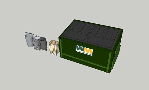 Modern trash can garbage sorting station garbage bin garbage room sorting bin 3d model