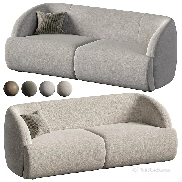 Stylish Modern Gray Fabric Two Seater Sofa With Color Options 3d model 