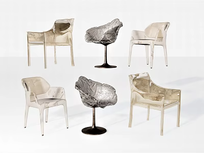 Modern Transparent Leisure Chairs With Unique Designs And Various Black Base Styles 3d model
