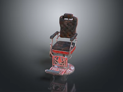 Vintage Leisure Chair With Carved Wooden Details And Leather Upholstered Seat 3d model