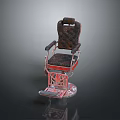 Vintage Leisure Chair With Carved Wooden Details And Leather Upholstered Seat