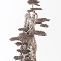 Artistic Garden Bonsai Ornaments With Greenery And Rock Formations Design