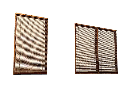 Wooden Slatted Blinds Single And Double Panel Designs For Home Window Decoration 3d model