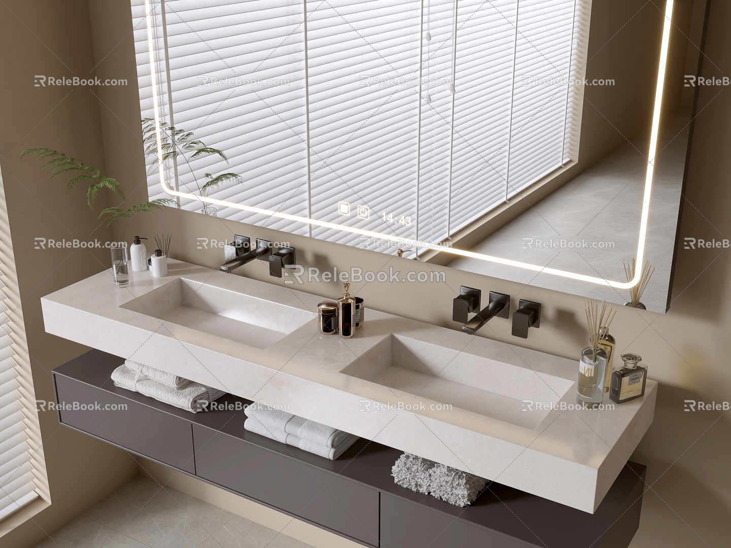 Modern Bathroom Cabinet Bathroom Counter Basin Bathroom Decoration Mirror Cabinet Sink 3d model