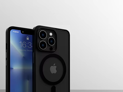 Apple iPhone With Black Case Multiple Cameras Wireless Charging And Screen 3d model