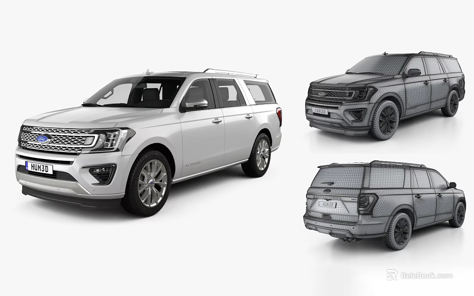 White SUV Car Exterior With Multiple Views And Wireframe 3D Design Model 3d model 
