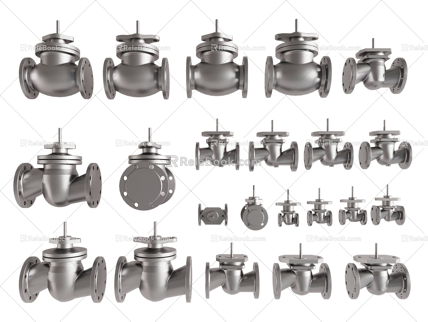 Pipeline valve control valve regulating valve pneumatic valve industrial pipe fitting components 3d model