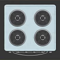 Stylish Kitchen Appliance Four Burner Stove Oven With Blue Door Glass Window And Control Knobs