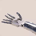 Advanced Metallic Robotic Arm With Precise Mechanical Fingers And Joints