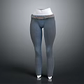 Stylish Blue Tight Fitting Pants With Belt On White Mannequin 3d model