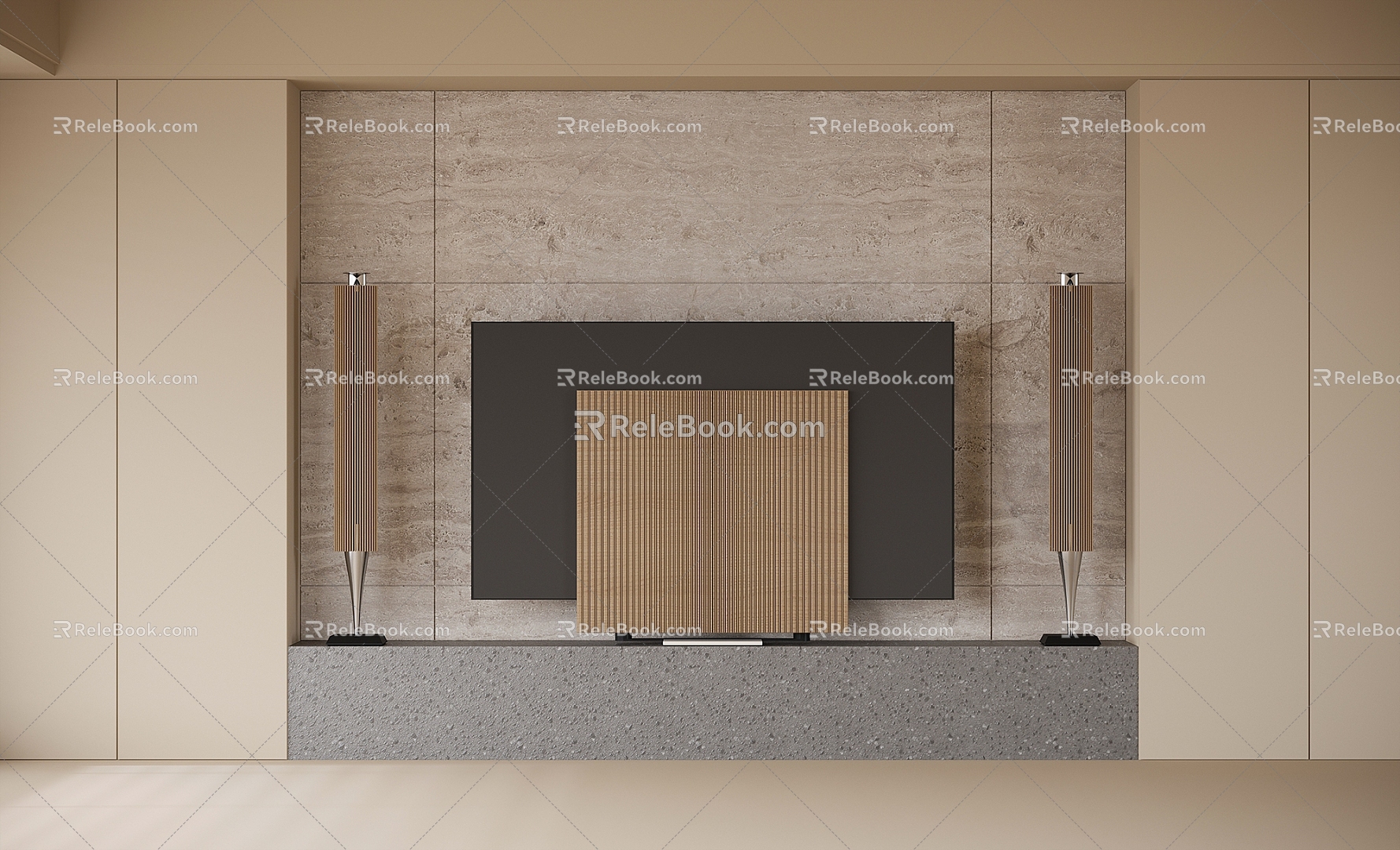 Modern TV stereo combination TV background wall 3d model